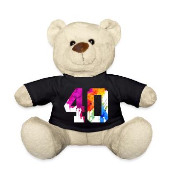 NUMBER 40 YEARS OLD 40TH BIRTHDAY - Teddy Bear - black - Front
