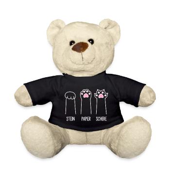 Katze Pfote Katzenpfoten Spiel Stein Papier Schere - Teddy - Schwarz - Vorne