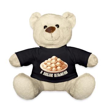 I Love Pelmeni Saying in Russian Funny - Teddy Bear - black - Front