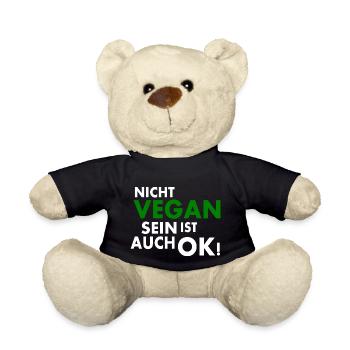 Nicht vegan sein ist auch ok - Teddy - Schwarz - Vorne