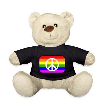 Peace zeichen auf LGBT Regenbogen flagge - Teddy - Schwarz - Vorne
