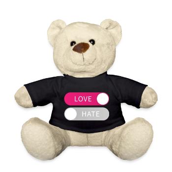 Love On Hate Off Button Liebe an Hass aus Geschenk - Nounours - noir - Devant