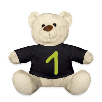 1 Number One Zah grünl Birthday - Teddy Bear - black - Front