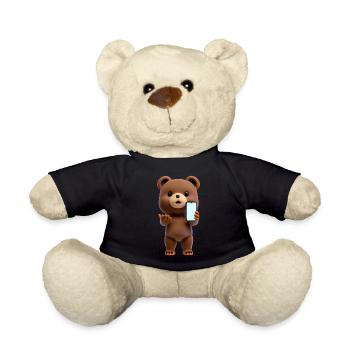 Bär mit Smartphone - Teddy - Schwarz - Vorne