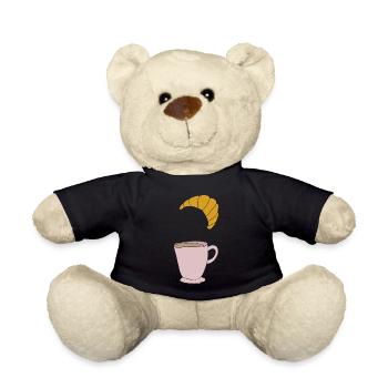 Coffee and croissant - Teddy Bear - black - Front