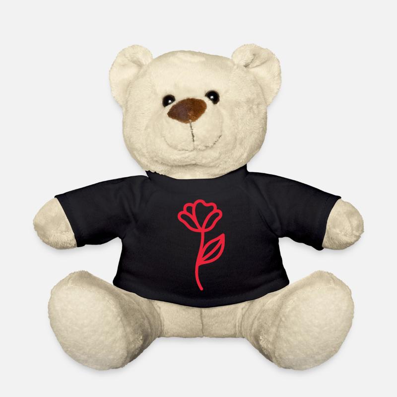 Minimalist floral motif in an elegant one-line - Teddy Bear - black