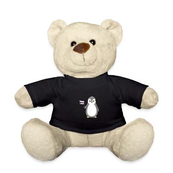 Pinguin Demisexual Pride Flagge - Teddy - Schwarz - Vorne
