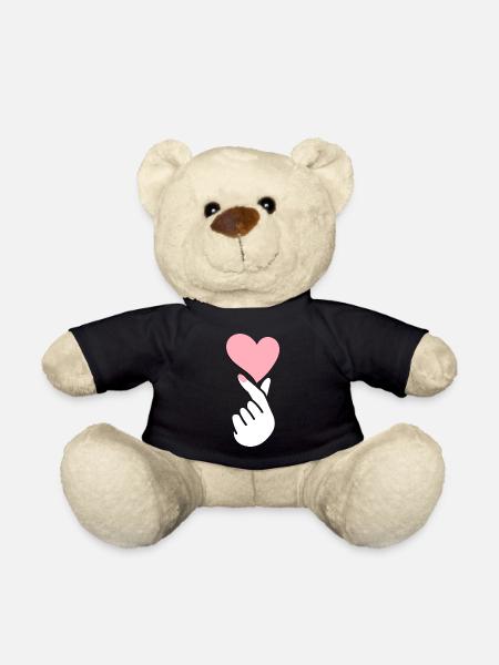 Hand symbol kpop k-pop korea heart love music - Teddy Bear - black