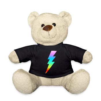 Bunter Blitz Regenbogen Farben Retro Geschenk Frau - Teddy - Schwarz - Vorne