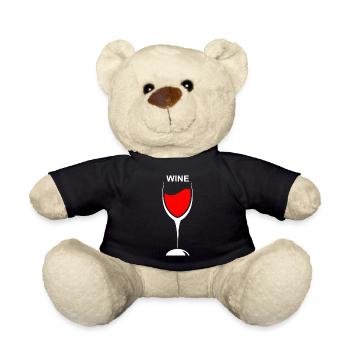 Beer Beer Wine Vino Party - Teddy Bear - black - Front