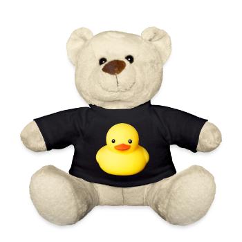 Niedliche gelbe Gummiente - Teddy - Schwarz - Vorne