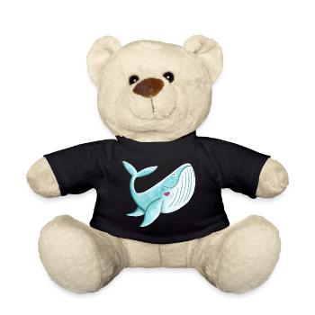 Wal Mit Herz I Buckelwal Walfisch Geschenk Comic - Teddy - Schwarz - Vorne