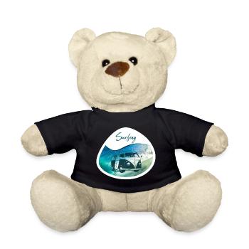 Surfing wave bus - design - Teddy Bear - black - Front
