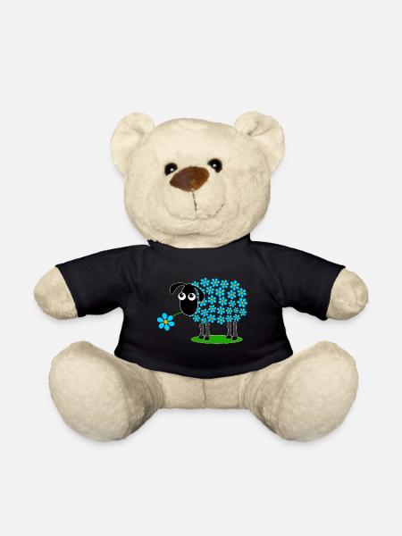 Mouton avec des fleurs turquoises au lieu de laine - cadeau - Nounours - noir