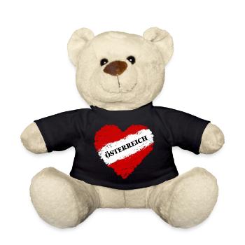 I Liebe Österreich Flagge Herz - Teddy - Schwarz - Vorne