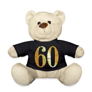 Nummer 60 (Vintage Goldgelb) 60. Geburtstag - Teddy - Schwarz - Vorne