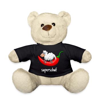 Superschaf, Schaf, Chili, lustiges Schaf, scharf - Teddy - Schwarz - Vorne