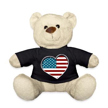 Herzflagge USA Vintage Stil - Teddy - Schwarz - Vorne