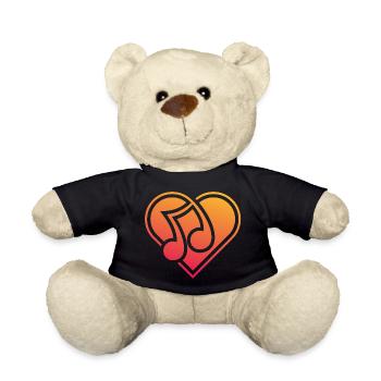 Coeur avec note de musique j'aime la musique - Nounours - noir - Devant
