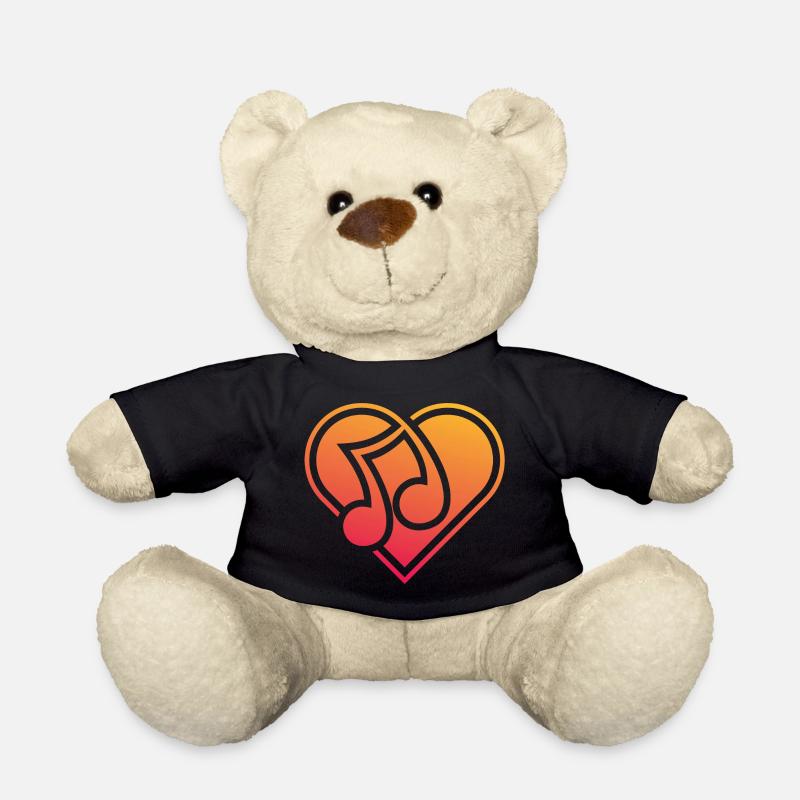 Herz mit Musiknote Ich liebe Musik - Teddy - Schwarz