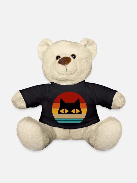 retro cat - Teddy Bear - black
