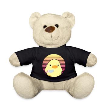 Ente mit Messer Meme Lustiger Spruch Vintage Sonne - Teddy - Schwarz - Vorne