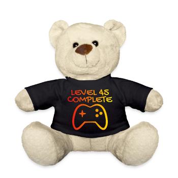 45th Birthday Level 45 Complete - Teddy Bear - black - Front