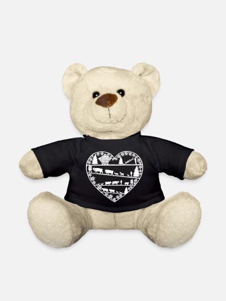Cœur avec ascenseur alpin blanc - Nounours - noir