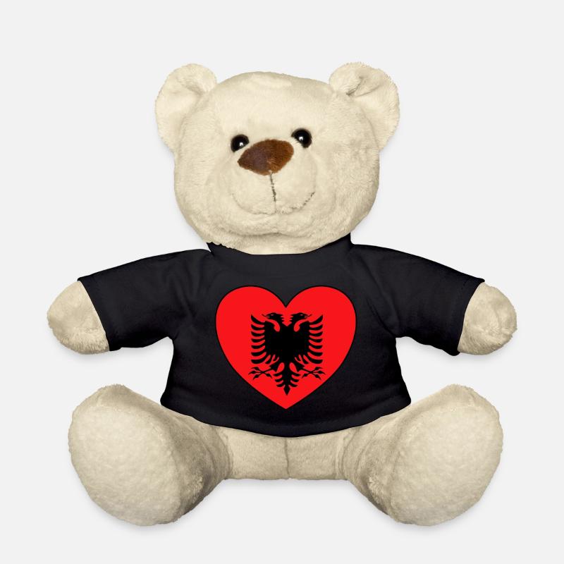 Albanien Flagge Herz - Teddy - Schwarz