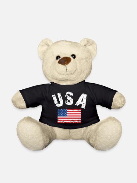 USA Flagge - Teddybjørn - sort