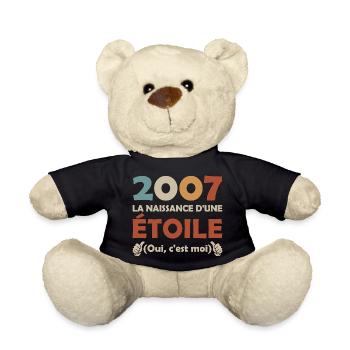 date de naissance 2007 / anniversaire année 2007 - Nounours - noir - Devant