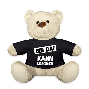 Bin da kann losgehen! Lustiger Spruch Verspätung - Teddy - Schwarz - Vorne
