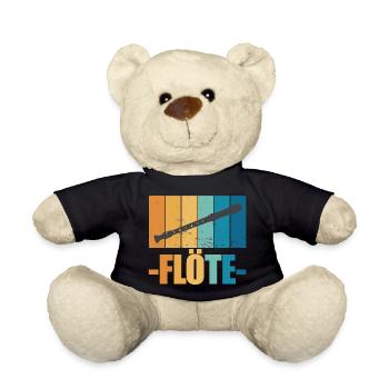 Flöte Vintage Musiker Instrument Geschenk - Teddy - Schwarz - Vorne
