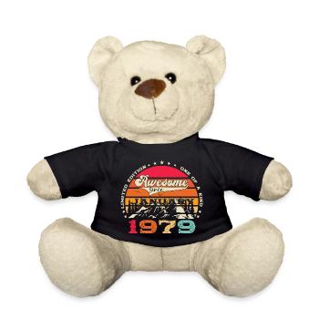 Born 1979 January 44th birthday Gift man - Teddy Bear - black - Front