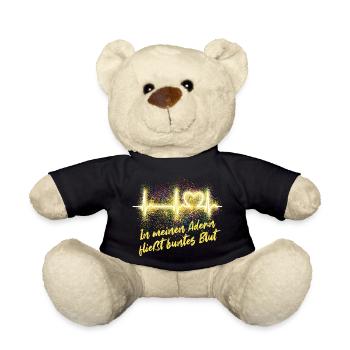 EKG Kurve - Herzkurve - Puls - Karneval - Konfetti - Teddy - Schwarz - Vorne