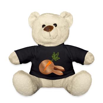 Tête de lapin en bois look avec carotte hachée - Nounours - noir - Devant