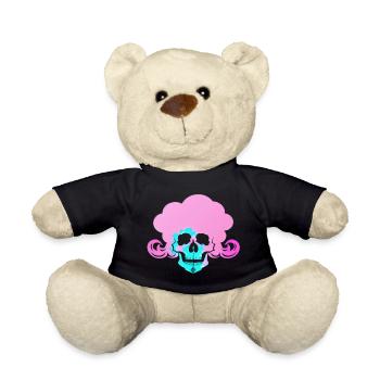 Feuerschädel Rauch pink Skelett Flammen 10 - Teddy - Schwarz - Vorne