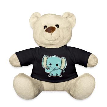 Elefant Elefantenbaby Süß Niedlich Cartoon Comic - Teddy - Schwarz - Vorne