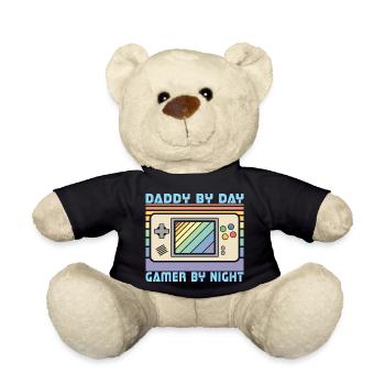 Daddy By Day Gamer By Night, Funny Gamer Dad - Teddy Bear - black - Front