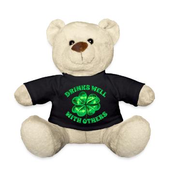 Drinks Well With Others St Patrick s Day Funny - Teddy Bear - black - Front