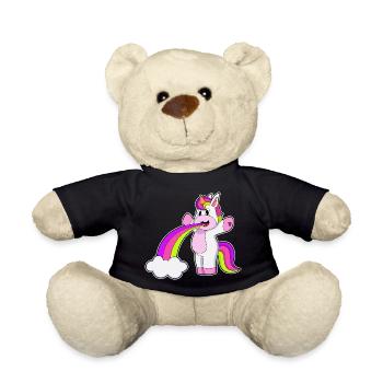 Einhorn Wolken Regenbogen - Teddy - Schwarz - Vorne