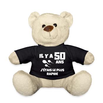 anniversaire, anniversaire 50 ans, 50 ans - Nounours - noir - Devant