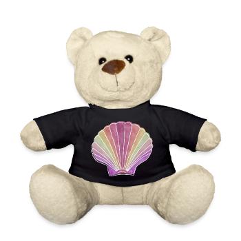 "Scallop", Boho Line Art Design, "Shells" - Teddy Bear - black - Front