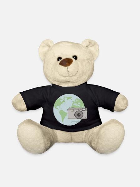 Weltkugel mit Kamera - Teddy - Schwarz