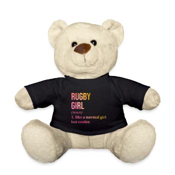 Rugby Girl Lustiges Zitat - Teddy - Schwarz - Vorne