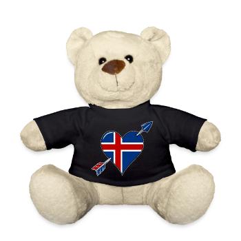 Island Flagge Herz verliebt - Teddy - Schwarz - Vorne