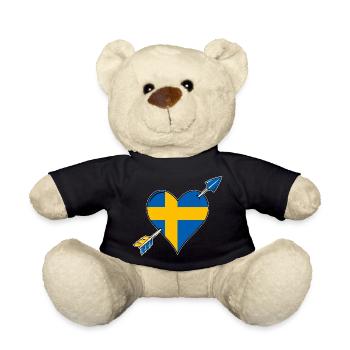 La Suède drapeau coeur amoureux - Nounours - noir - Devant