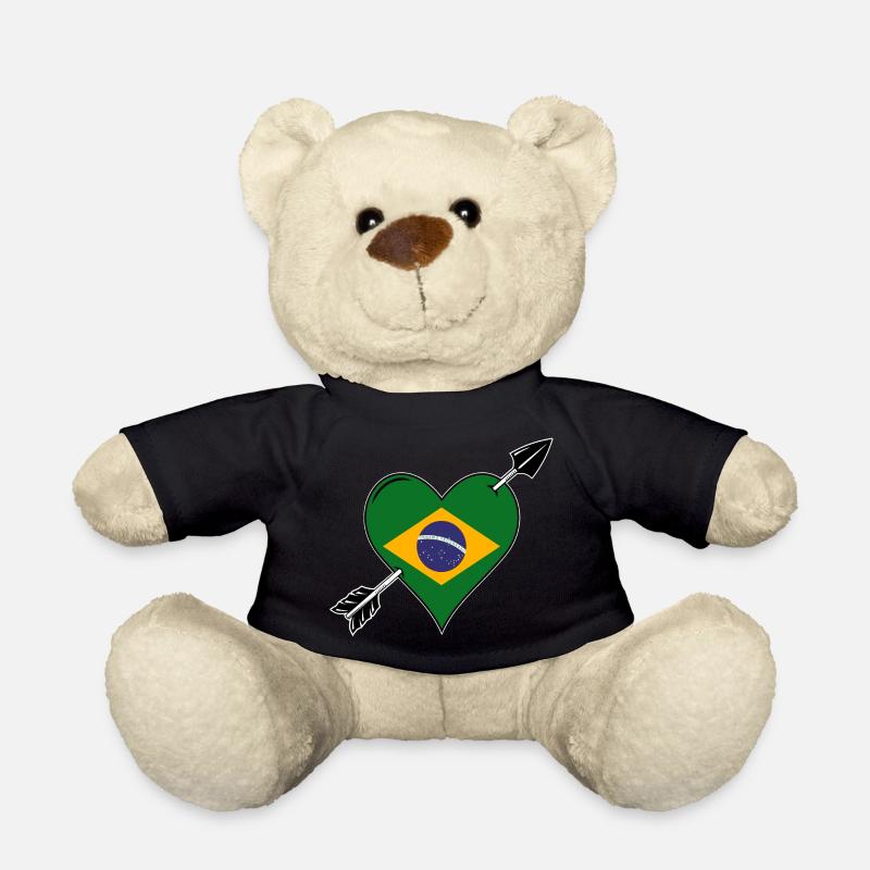 Brésil drapeau coeur amoureux - Nounours - noir