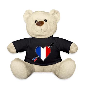 La France drapeau coeur amoureux - Nounours - noir - Devant