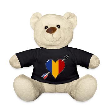 Romania flag heart in love - Teddy Bear - black - Front